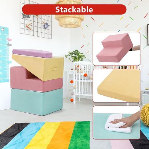 Soft Climbing Indoor Set for Toddlers - 4PCS Foam Climbing Blocks for Crawling, Sliding, and Active Play - Safe Toddler Climbing Toys for Ages 1-3 in Saudi Arabia