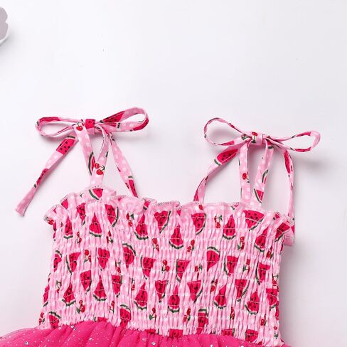 IDOPIP Toddler Baby Girls Tutu Dress Smocked Princess Strawberry Melon Birthday Party Dresses with Headband Cake Smash Outfit in Saudi Arabia