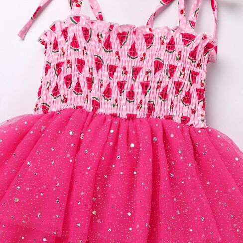 IDOPIP Toddler Baby Girls Tutu Dress Smocked Princess Strawberry Melon Birthday Party Dresses with Headband Cake Smash Outfit in Saudi Arabia