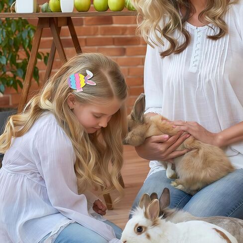 Easter Hair Clips for Girls, 2pcs Colorful Egg Hair Accessories Cute Cartoon Baby Hair Alligator Barrettes Egg Bunny Ears Hairpins Toddlers Kids for Party Princess Cosplay Decoration in Saudi Arabia