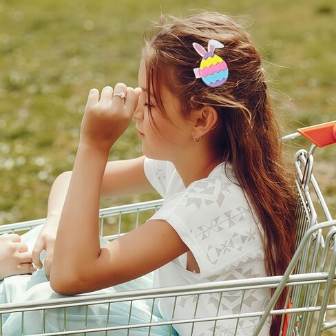 Easter Hair Clips for Girls, 2pcs Colorful Egg Hair Accessories Cute Cartoon Baby Hair Alligator Barrettes Egg Bunny Ears Hairpins Toddlers Kids for Party Princess Cosplay Decoration in Saudi Arabia