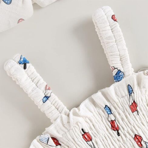 YINGISFITM 4th Of July Baby Girl Outfit American Flag Jumpsuit Sleeveless Romper Dress Ice Cream Print Fourth Of July Clothes in Saudi Arabia