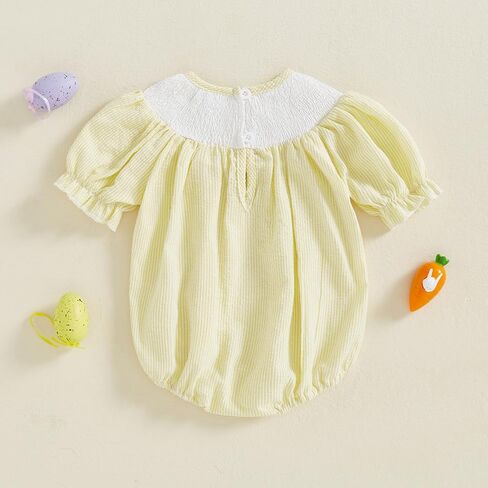 Baby Girl Easter Outfit Newborn Bunny Bubble Romper Infant Big Bowknot Plaid T Shirt Top Toddler Summer Clothes in Kuwait