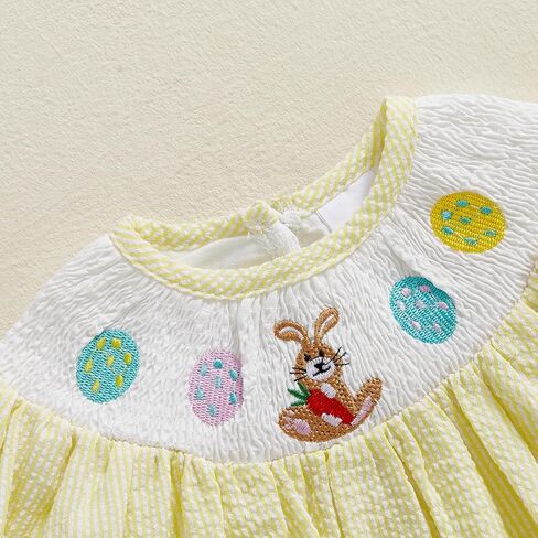 Baby Girl Easter Outfit Newborn Bunny Bubble Romper Infant Big Bowknot Plaid T Shirt Top Toddler Summer Clothes in Kuwait