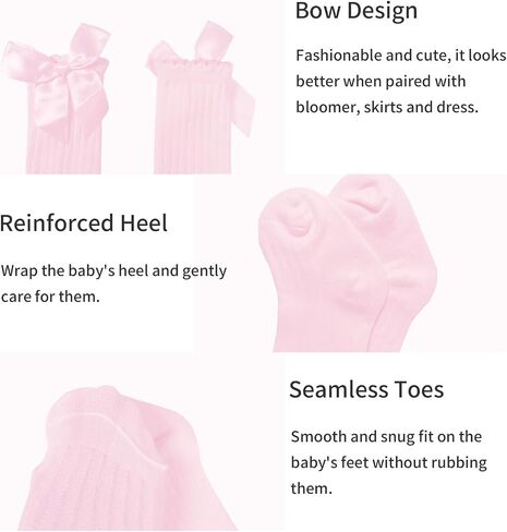 Baby Girl Knee High Socks Toddler Long Sock with Bow Cute Ruffled Tube Stockings Cotton for Baby Boys in Saudi Arabia