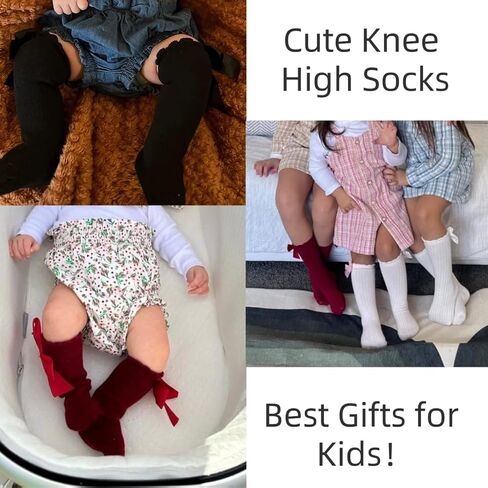 Baby Girl Knee High Socks Toddler Long Sock with Bow Cute Ruffled Tube Stockings Cotton for Baby Boys in Saudi Arabia