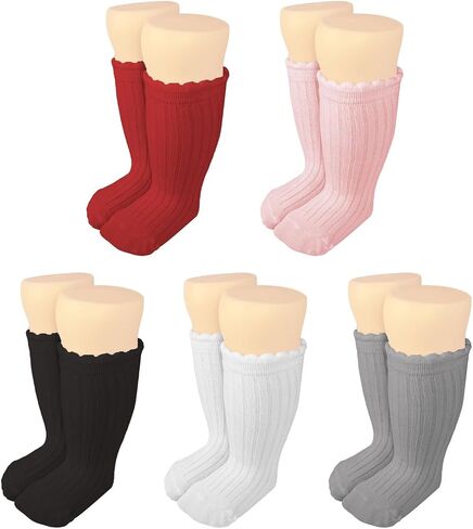 Baby Girl Knee High Socks Toddler Long Sock with Bow Cute Ruffled Tube Stockings Cotton for Baby Boys in Saudi Arabia