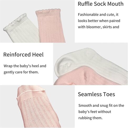 Baby Girl Knee High Socks Toddler Long Sock with Bow Cute Ruffled Tube Stockings Cotton for Baby Boys in Saudi Arabia