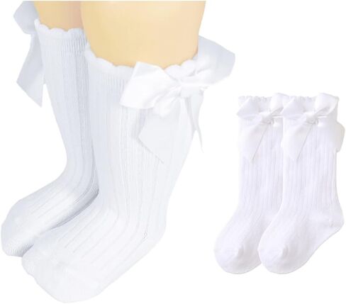 Baby Girl Knee High Socks Toddler Long Sock with Bow Cute Ruffled Tube Stockings Cotton for Baby Boys in Saudi Arabia
