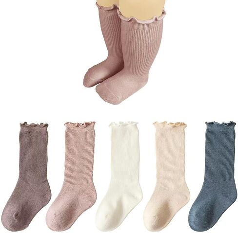 Baby Girl Knee High Socks Toddler Long Sock with Bow Cute Ruffled Tube Stockings Cotton for Baby Boys in Saudi Arabia