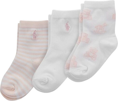 Polo Baby Tossed Bear Socks 3 Pair Pack, Soft Pink, 0-6 Months in Saudi Arabia