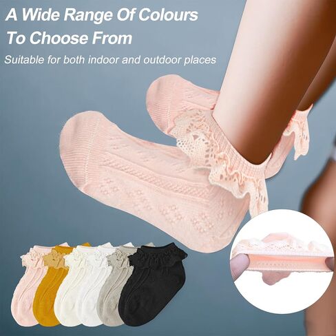 Toddler Girl Socks Ruffle Lace Trim Eyelet Frilly Princess for Baby Girl Socks Infant Toddler Girl Fancy Dress Socks in Saudi Arabia