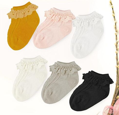 Toddler Girl Socks Ruffle Lace Trim Eyelet Frilly Princess for Baby Girl Socks Infant Toddler Girl Fancy Dress Socks in Saudi Arabia