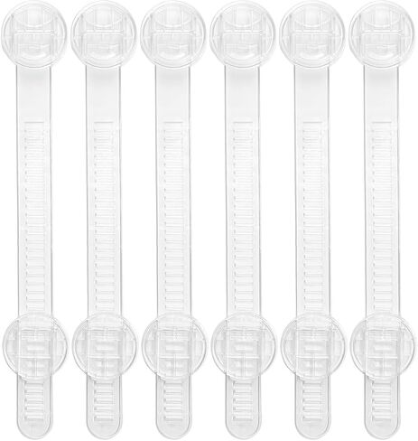 Baby Proof Cabinet Locks, Safe Quick and Easy Transparent Drawer Door Latches, Adjustable No Drilling Child Safety Cabinet Straps for Fridge, Oven, Dishwasher, Toilet Seat (L, Count, 6) in Kuwait