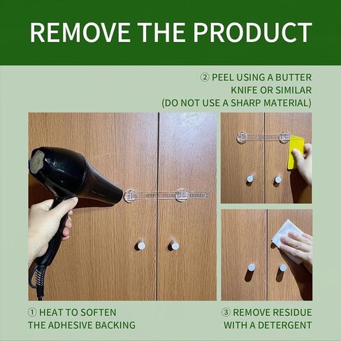 Baby Proof Cabinet Locks, Safe Quick and Easy Transparent Drawer Door Latches, Adjustable No Drilling Child Safety Cabinet Straps for Fridge, Oven, Dishwasher, Toilet Seat (L, Count, 6) in Kuwait