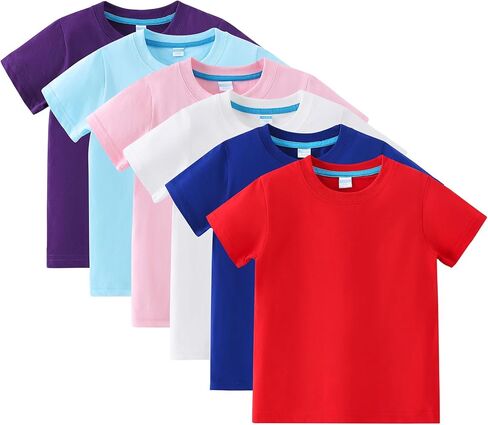 AIWUHE Toddler T Shirts Cotton Summer Tshirts Boys Girls Basic Tee Undershirts Short Sleeve Clothes Crew Neck Shirts 2-7Y in Saudi Arabia