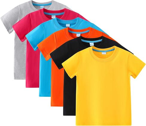 Aiwuhe Toddler T قمصان القطن الصيف Tshirts Boys Girls Basic Tee Lundershirts قصيرة الأكمام قمصان الرقبة 2-7y in Kuwait