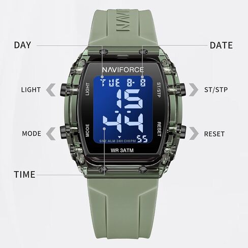 NAVIFORCE Digital Multi-Function Watch for Men,Fashion Waterproof Sports Women Watches and Mens,Colorful Silicone Band,Men's Gifts,Women's Gift in Saudi Arabia