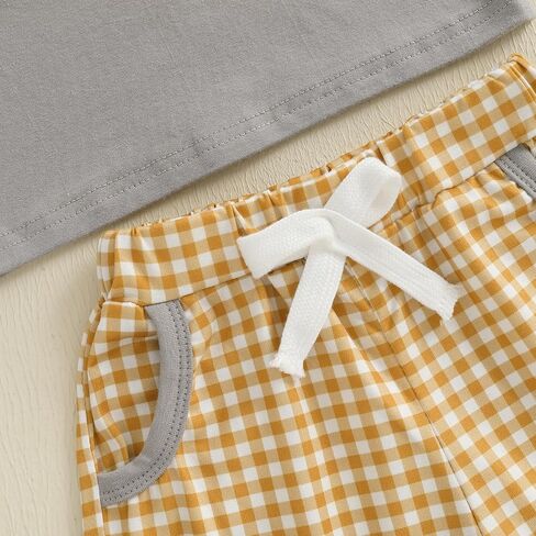 Toddler Baby Boy Clothes Summer Mallard Duck Goose Short Sleeve T-Shirt Tops Plaid Shorts 2Pcs Farm Outfit Set in Saudi Arabia