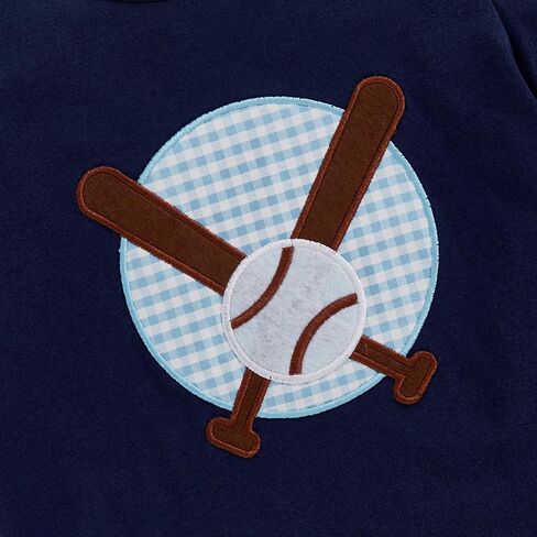 Mandizy Toddler Baby Boy Baseball Outfit Embroidered Short Sleeve T-Shirt Plaid Print Shorts Set Golf Sports Theme Clothes in Saudi Arabia