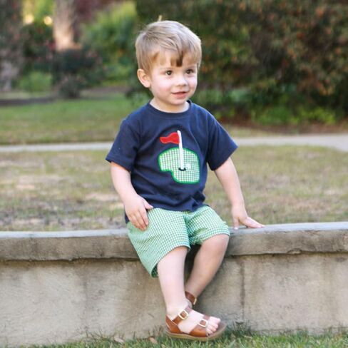 Mandizy Toddler Baby Boy Baseball Outfit Mortered Short Sleeve T-Shirt Shirt Plaid Print Print String Golf Sports Thief Complements in Saudi Arabia