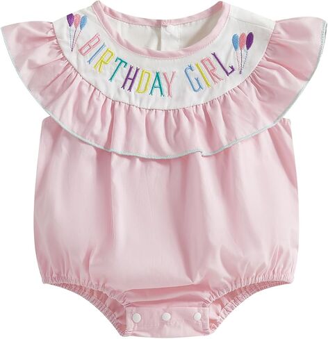 Baby Girl First Birthday Outfit Clothes Birthday Girl Short Sleeve Romper Bodysuit Jumpsuit Top in Saudi Arabia