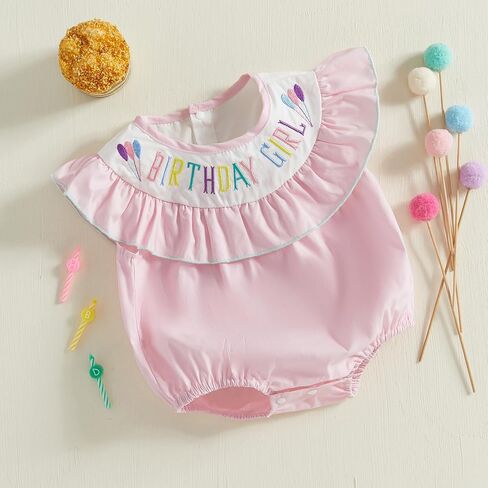 Baby Girl First Birthday Outfit Clothes Birthday Girl Short Sleeve Romper Bodysuit Jumpsuit Top in Saudi Arabia