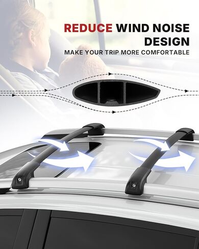 Richeer Roof Rack Cross Bars Fit for 2013-2018 RAV4, Aluminum Cross Bar for Cargo Racks Rooftop Luggage Bicycle Roof Bag in Kuwait