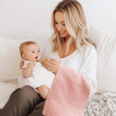 Konssy 10-Pack Muslin Baby Burp Cloths Sets for Baby Girls and Boys, 100% Cotton Soft & Absorbent Burp Rags for Newborn & Infant in Saudi Arabia