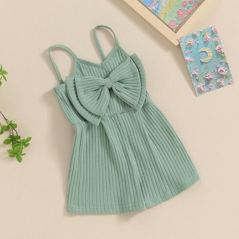 Toddler Girl Summer Clothes Sleeveless Romper Solid Jumpsuit Shorts Overalls Ribbed Halter One Piece Outfit in Kuwait