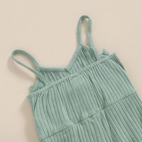 Toddler Girl Summer Clothes Sleeveless Romper Solid Jumpsuit Shorts Overalls Ribbed Halter One Piece Outfit in Kuwait