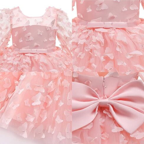 OBEEII Baby Girls 3D Butterfly Tutu Dress Long Sleeve Bowknot Princess Flower Girl Dress Infant Baptism Birthday Party Dress in Saudi Arabia