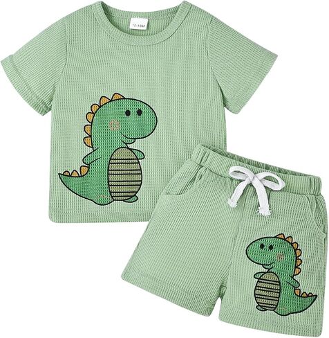Baby Boy Clothes Toddler Summer Outfits Cute Dinosaur T-Shirt Tops + Casual Pocket Shorts Set 12 Months-4 Years Old in Saudi Arabia
