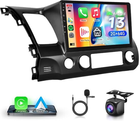 8 Core 6G+128G Carplay and Android auto Radio for Honda Civic 2006-2011, Rimoody Car Stereo with Android 13 GPS WiFi Mirror Link 59-UI Themes DSP-36 10.1'' Touchscreen Bluetooth FM/RDS Backup Camera in Kuwait
