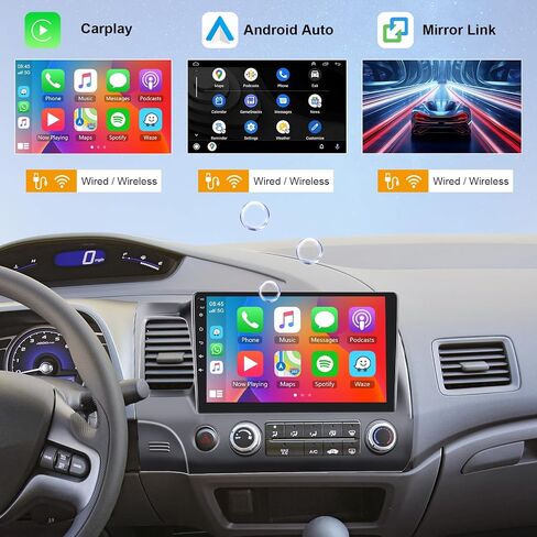 8 Core 6G+128G Carplay and Android auto Radio for Honda Civic 2006-2011, Rimoody Car Stereo with Android 13 GPS WiFi Mirror Link 59-UI Themes DSP-36 10.1'' Touchscreen Bluetooth FM/RDS Backup Camera in Kuwait