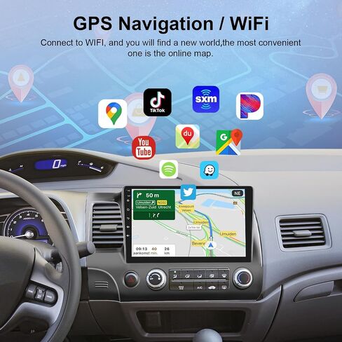 8 Core 6G+128G Carplay and Android auto Radio for Honda Civic 2006-2011, Rimoody Car Stereo with Android 13 GPS WiFi Mirror Link 59-UI Themes DSP-36 10.1'' Touchscreen Bluetooth FM/RDS Backup Camera in Kuwait