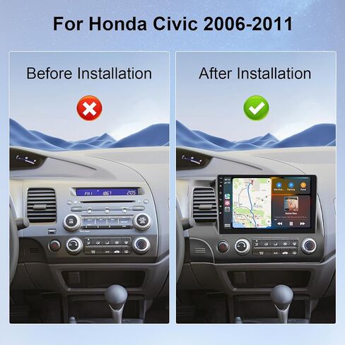 8 Core 6G+128G Carplay and Android auto Radio for Honda Civic 2006-2011, Rimoody Car Stereo with Android 13 GPS WiFi Mirror Link 59-UI Themes DSP-36 10.1'' Touchscreen Bluetooth FM/RDS Backup Camera in Kuwait