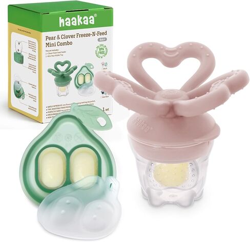 Haakaa Clover Baby Fruit Freeer Teether & Mini Freezer Nibber Tray-Mini Silicone Breastbancy Mould for Baby Beading Righting & Telf-Tefle in Kuwait