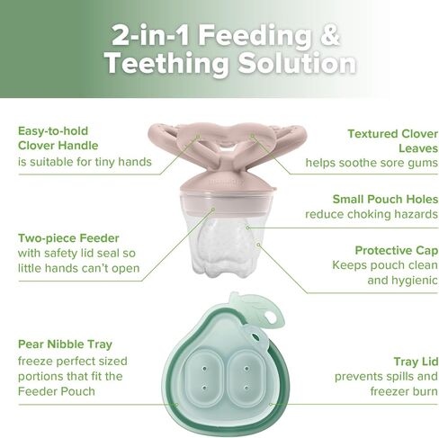 Haakaa Clover Baby Fruit Freeer Teether & Mini Freezer Nibber Tray-Mini Silicone Breastbancy Mould for Baby Beading Righting & Telf-Tefle in Kuwait