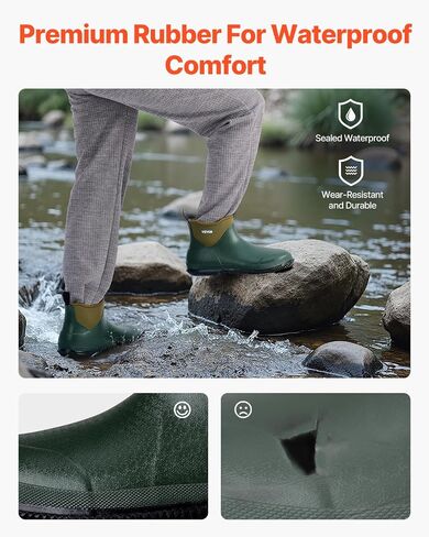 VEVOR Women's Deck Waterproof Fishing Rain, Anti-Slip Ankle, Gardening Insulated Mud Boots, Neoprene Rubber, Lightweight & Durable, for Manufacturing, Farming, Size 8 US in Saudi Arabia