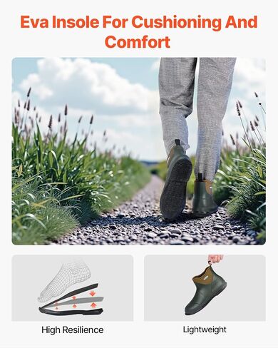 VEVOR Women's Deck Waterproof Fishing Rain, Anti-Slip Ankle, Gardening Insulated Mud Boots, Neoprene Rubber, Lightweight & Durable, for Manufacturing, Farming, Size 8 US in Saudi Arabia