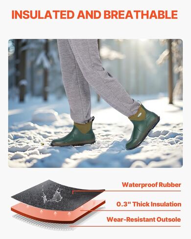 VEVOR Women's Deck Waterproof Fishing Rain, Anti-Slip Ankle, Gardening Insulated Mud Boots, Neoprene Rubber, Lightweight & Durable, for Manufacturing, Farming, Size 8 US in Saudi Arabia