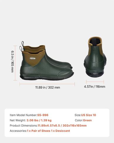 VEVOR Women's Deck Waterproof Fishing Rain, Anti-Slip Ankle, Gardening Insulated Mud Boots, Neoprene Rubber, Lightweight & Durable, for Manufacturing, Farming, Size 8 US in Saudi Arabia