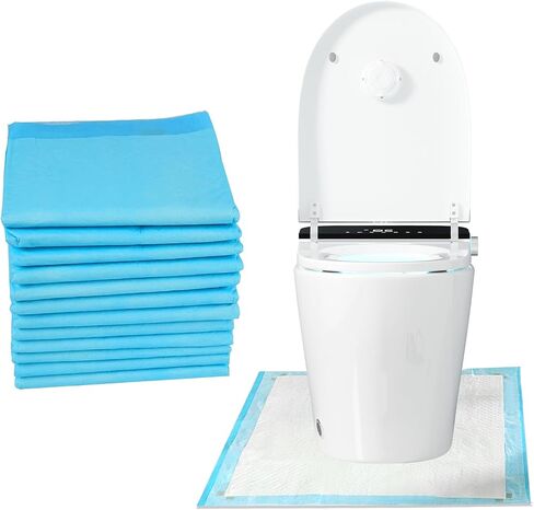 50 Pack Disposable Toilet Mats Toilet Floor Protector from Urine U-Shape Toilet Training Rug Waterproof Non-Slip Bathroom Potty Training Mats Disposable Toilet Commode Mat for Children Adult(Blue Dot) in Saudi Arabia