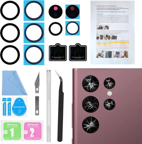 2PCS Galaxy S23 FE Back Rear Camera Lens Glass Replacement, ASDAWN Back Lens Glass for Samsung Galaxy S23 FE 6.4 inches All Carriers with Free Lens Film + Installation Manual + Repair Tool Set in Saudi Arabia