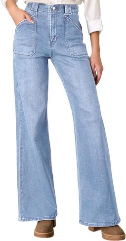 Astylish Women‘s High Waisted Straight Leg Jeans Stretchy Wide Leg Jeans Trendy Denim Pants in Saudi Arabia