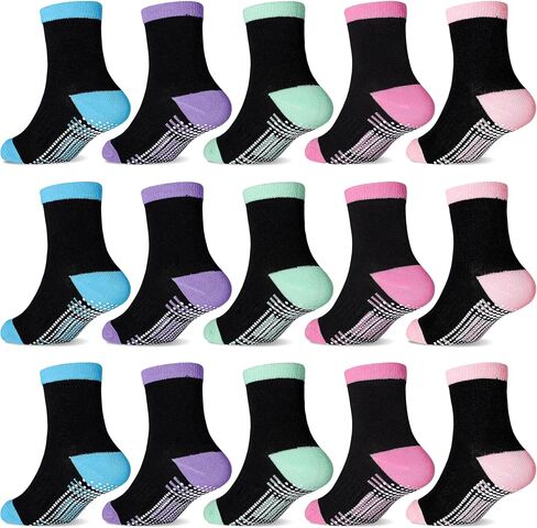 GRPSKCOS Toddler Girls Non Slip Socks 15 Pairs Toddler Socks Anti Skid Socks for 0-7 Years Girls Kids in Saudi Arabia