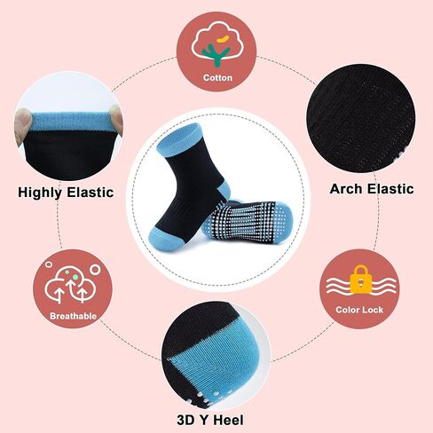 GRPSKCOS Toddler Girls Non Slip Socks 15 Pairs Toddler Socks Anti Skid Socks for 0-7 Years Girls Kids in Saudi Arabia