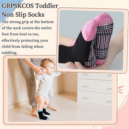 GRPSKCOS Toddler Girls Non Slip Socks 15 Pairs Toddler Socks Anti Skid Socks for 0-7 Years Girls Kids in Saudi Arabia