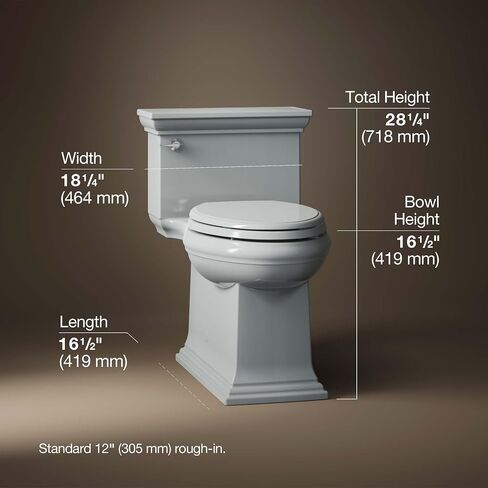 KOHLER K-6428-7 Memoirs Stately Comfort Height Skirted One-Piece Compact Elongated 1.28 GPF Toilet with AquaPiston Flush Technology and Left-Hand Trip Lever, Black in Saudi Arabia
